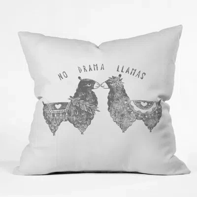 Deny Designs Dash And Ash No Drama Llamas Indoor/outdoor Throw Pillow