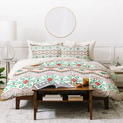 Deny Designs Dash And Ash Slither Duvet Cover Set In Cream,green