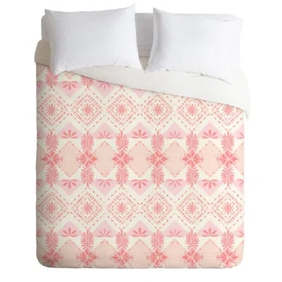 Deny Designs Dash And Ash Strawberry Picnic Duvet Cover Set In Cream,pink