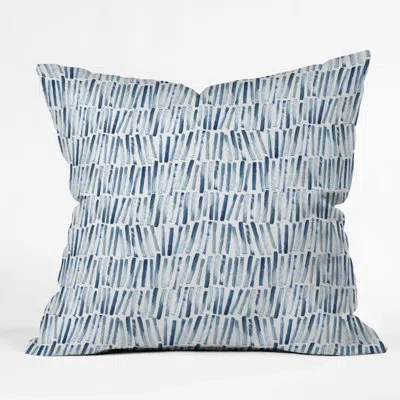 Deny Designs Dash And Ash Strokes And Waves Throw Pillow In Blue;white