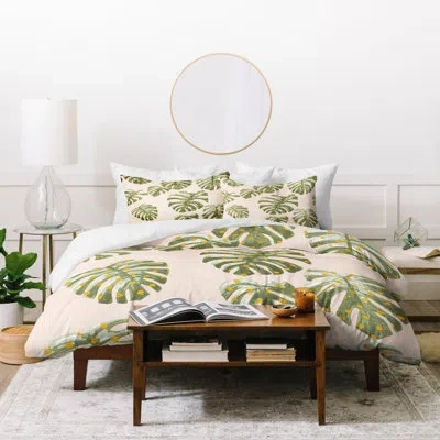 Deny Designs Dash And Palm Oasis Duvet Cover Set In Cream