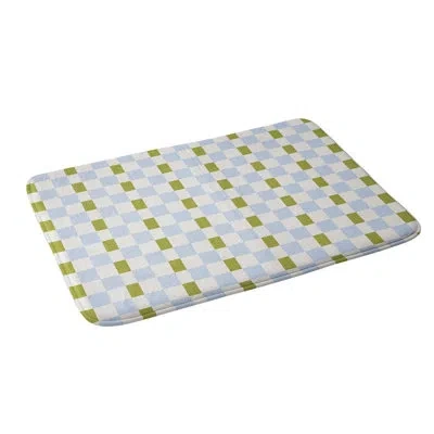 Deny Designs De Koro Checkered Blue And Chartreuse Memory Foam Bath Mat