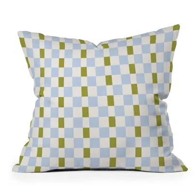 Deny Designs De Koro Checkered Blue And Chartreuse Throw Pillow