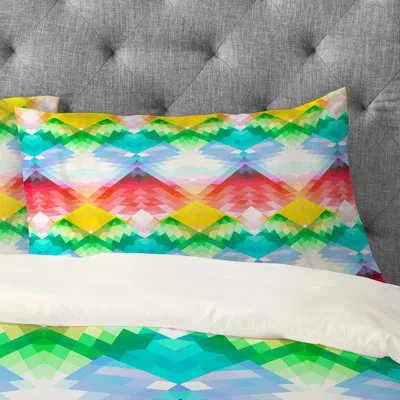 Deny Designs Deniz Ercelebi Crystal Rainbow Pillowcase In Blue;green;red