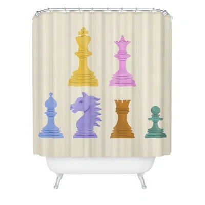 Deny Designs Design By Spark Chess Shower Curtain In Blue;brown;green;yellow;pink;purple