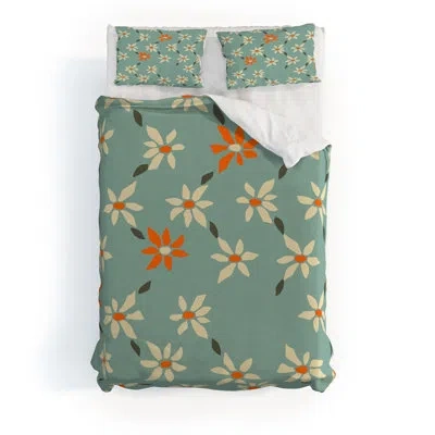 Deny Designs Design Dannick Daily Pattern Retro Flower No1 Duvet Cover Set In Cream