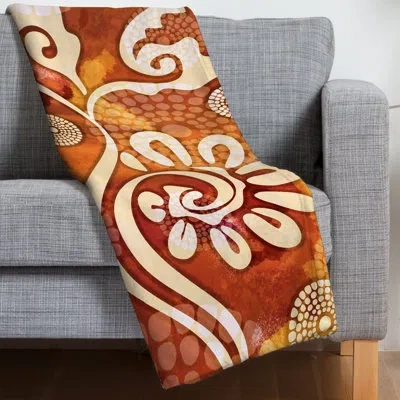 Deny Designs Design Warm Exotic Vines Throw In Orange