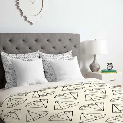 Deny Designs Diamond Print Duvet Cover Set In White,black