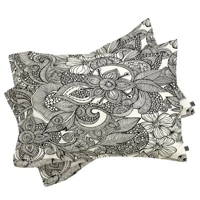 Deny Designs Doodles Pillowcase In Black;white