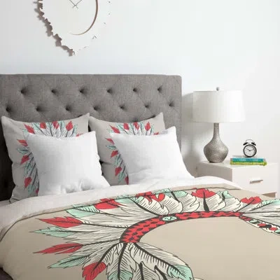Deny Designs Dressy Duvet Cover Set In Orange,blue