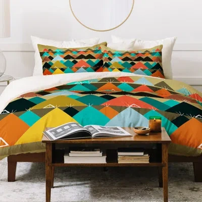 Deny Designs Duvet Cover In Blue,orange,beige