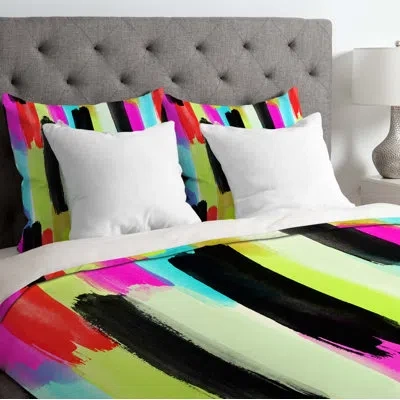 Deny Designs Duvet Cover In Pink,black,green