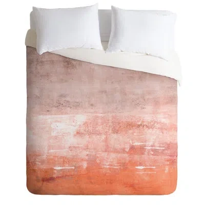 Deny Designs Duvet Cover Set In Bright Orange,taupe,light Pink