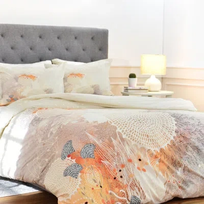 Deny Designs Duvet Cover Set In Cream,orange