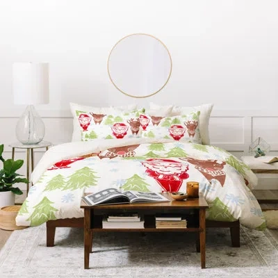 Deny Designs Duvet Cover Set In Cream,red,green