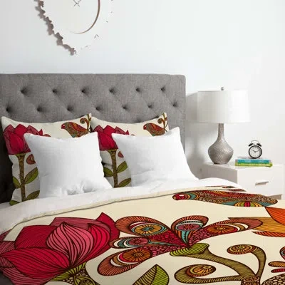 Deny Designs Duvet Cover Set In Fuschia,ivory,orange