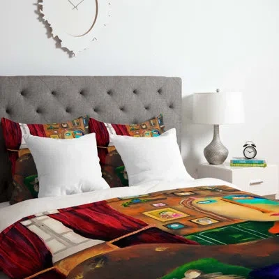 Deny Designs Duvet Cover Set In Green,black,yellow