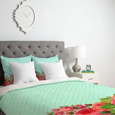 Deny Designs Duvet Cover Set In Green,pink