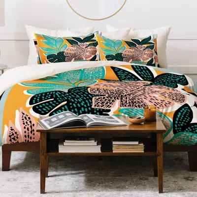 Deny Designs Duvet Cover Set In Green,yellow