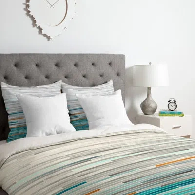 Deny Designs Duvet Cover Set In Green,yellow,gray