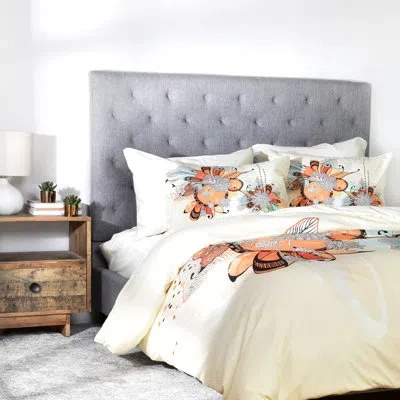 Deny Designs Duvet Cover Set In Orange,black,light Yellow