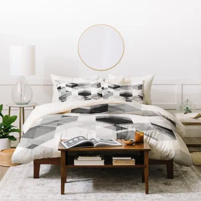 Deny Designs Duvet Cover Set In White,gray