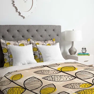 Deny Designs Duvet Cover Set In Yellow,black