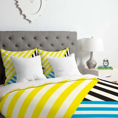 Deny Designs Duvet Cover Set In Yellow,blue,black