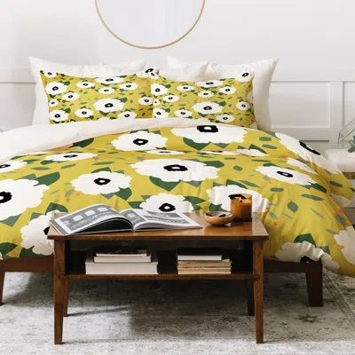 Deny Designs Duvet Cover Set In Yellow,white