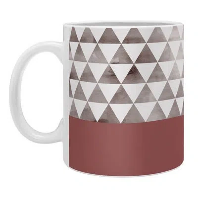 Deny Designs Earthy Triangles Mug In Brown;white;rust