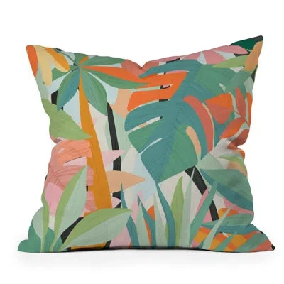Deny Designs El Reversible Throw Pillow In Green;orange
