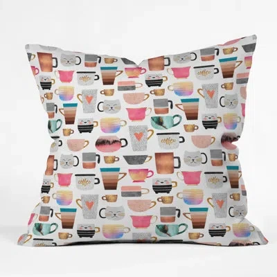 Deny Designs Elisabeth Fredriksson Coffee Cup Collection Indoor/outdoor Throw Pillow