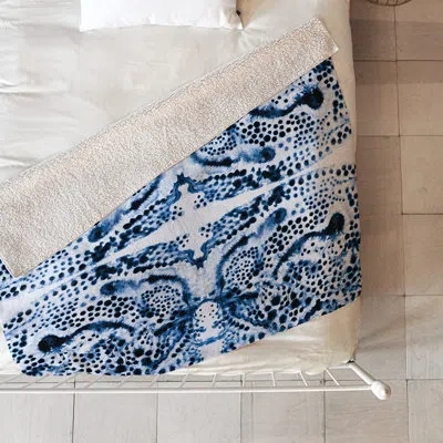 Deny Designs Elisabeth Fredriksson Fleece Blanket In Blue;white