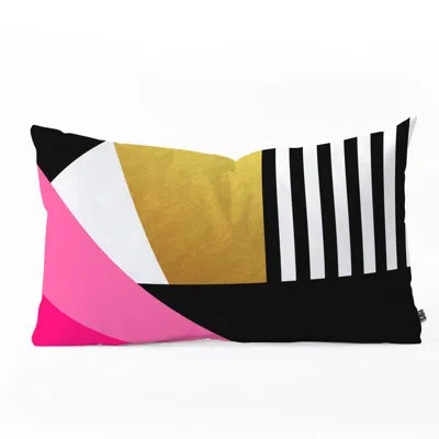 Deny Designs Elisabeth Fredriksson Sweet And Glamorous Oblong Lumbar Pillow In Black;white;pink;gold