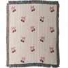 Deny Designs Emanuela Carratoni Coquette Cherry Fringe Throw Blanket In Multi