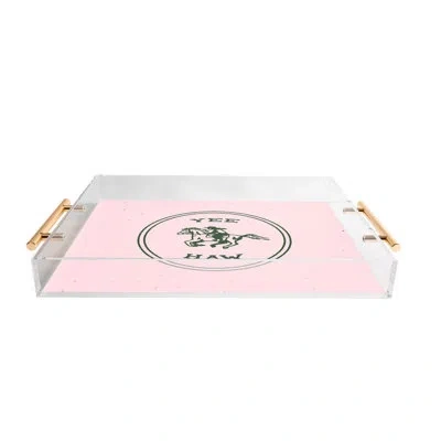 Deny Designs Emma Boys Yee Haw In Pink Acrylic Tray