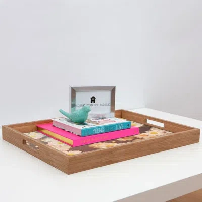 Deny Designs Faded Daisy Ottoman/coffee Table Tray In White