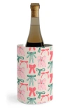 Deny Designs Fancy Ribbons & Bows Stainless Steel Wine Cooler In Green/pink
