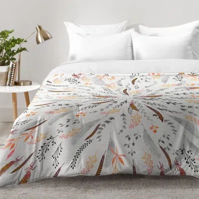 Deny Designs Feather Roll Comforter Set In Pink,gray,brown,orange