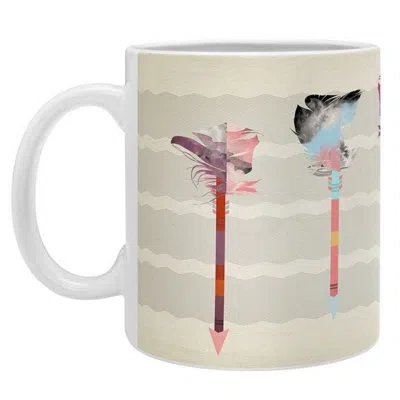 Deny Designs Feathered Arrows Coffee Mug In White;red;teal