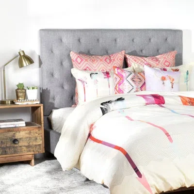Deny Designs Feathered Arrows Duvet Cover Set In White,pink