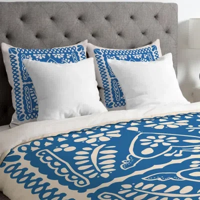 Deny Designs Fiesta De Corazon Duvet Cover In Blue
