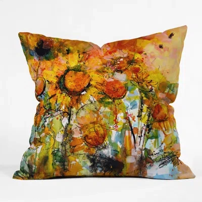 Deny Designs Fine Art Sunflowers Pillow