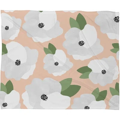 Deny Designs Fleece Blanket In Green;gray;peach