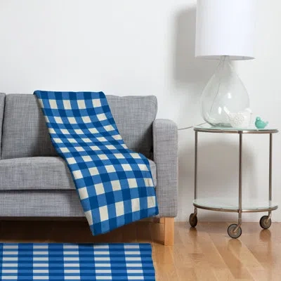 Deny Designs Flemings Gingham Blanket In Blue;white