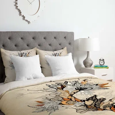Deny Designs Floral Duvet Cover Set In Beige