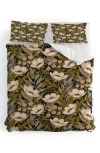 Deny Designs Floral Meadow Spring Green Duvet Cover & Shams Set In Green