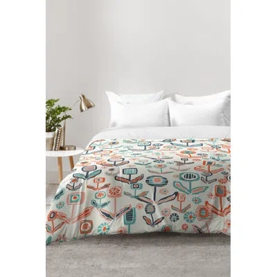 Deny Designs Floral Playground Comforter Set In Green,orange