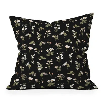 Deny Designs Floral Polyester Indoor/outdoor Throw Pillow In Black