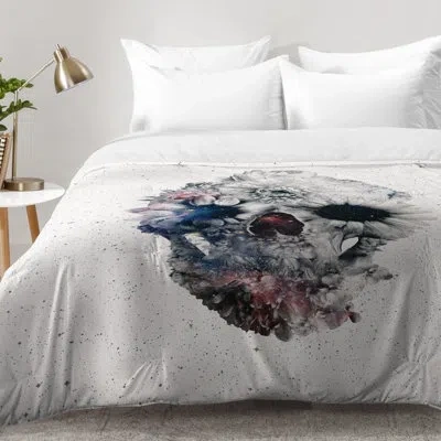 Deny Designs Floral Skull Comforter Set In Gray